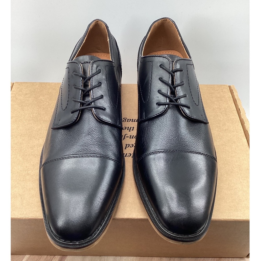 Nordstrom rack Mens Black Leather Cap Toe Derby Dress Shoes RN 58665 Size 13M